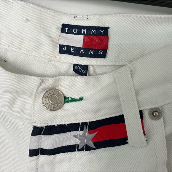 Tommy Hilfiger Vintage 30/32 White Denim Jean Embroidered Logo - Picture 3 of 13